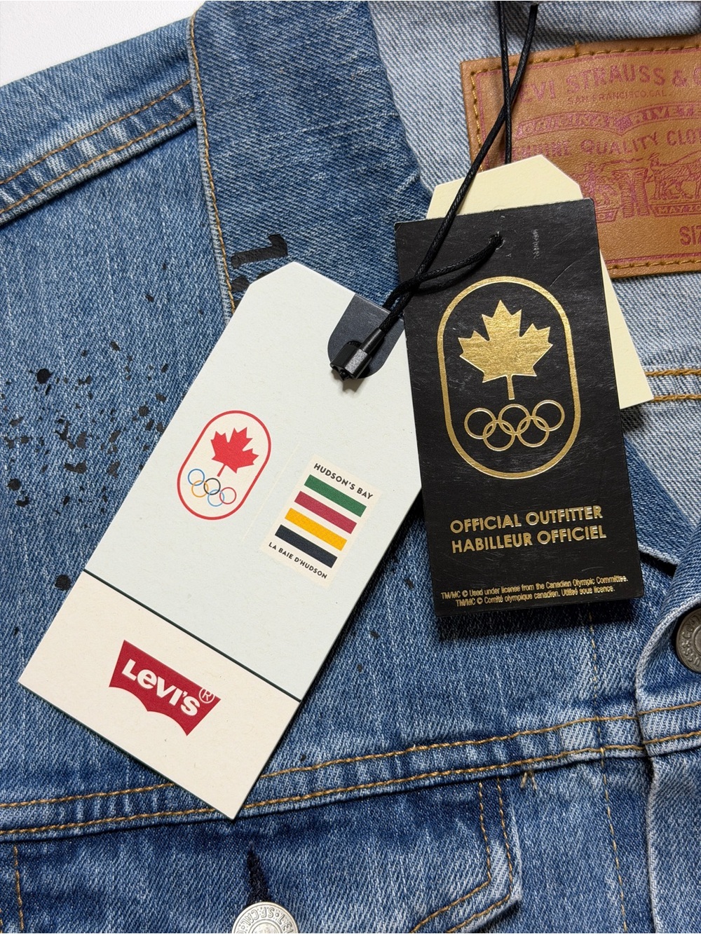 Levi’s 2020 Olympics Hudsons Bay Company Type 3 Denim Trucker Jacket Mens Large - Picture 6 of 12
